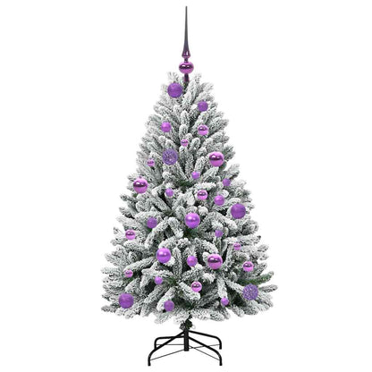 vidaXL Artificial Hinged Christmas Tree Green and White 120 cm - 47845