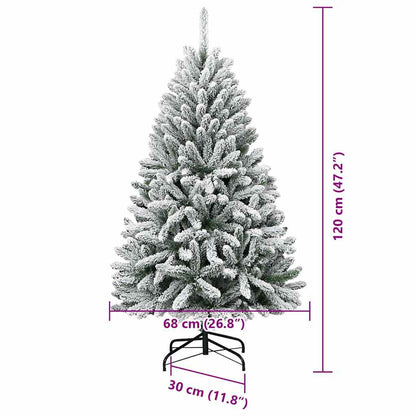 vidaXL Artificial Hinged Christmas Tree Green and White 120 cm - 47845