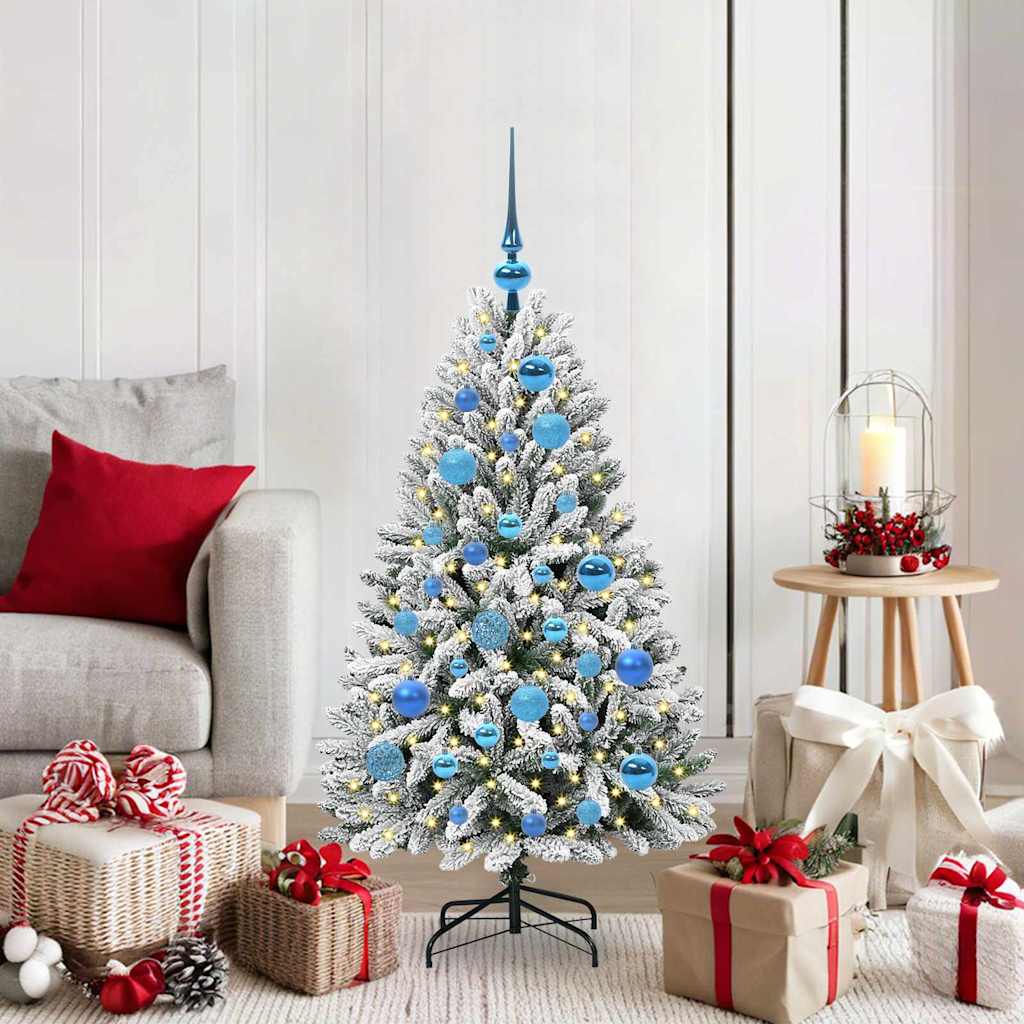 vidaXL Artificial Hinged Christmas Tree Green and White 120 cm - 47848