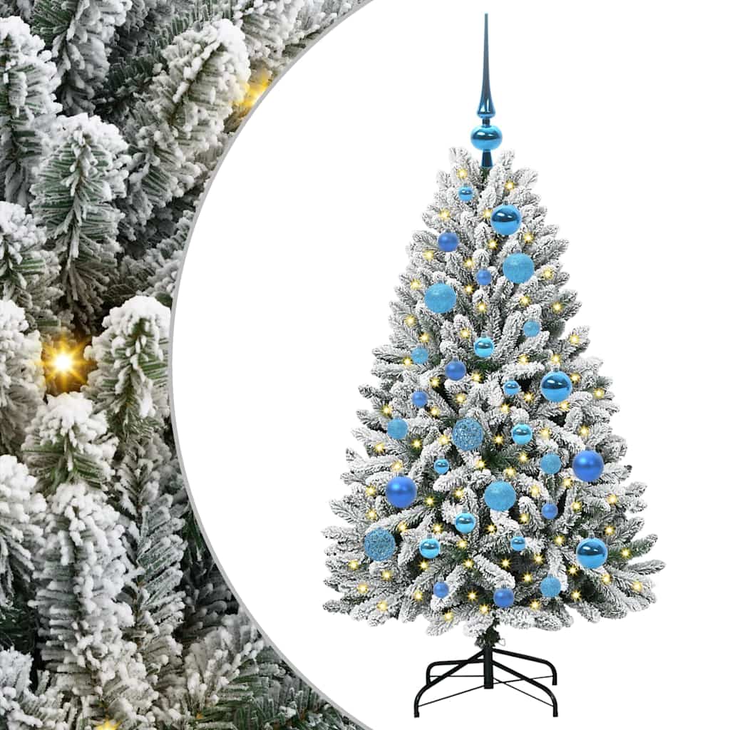 vidaXL Artificial Hinged Christmas Tree Green and White 120 cm - 47848