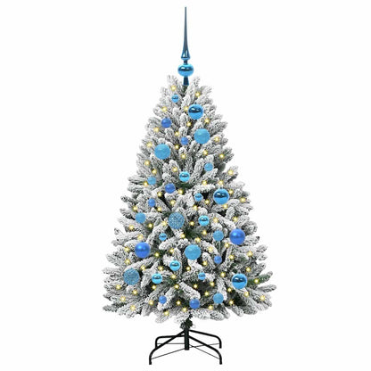vidaXL Artificial Hinged Christmas Tree Green and White 120 cm - 47848