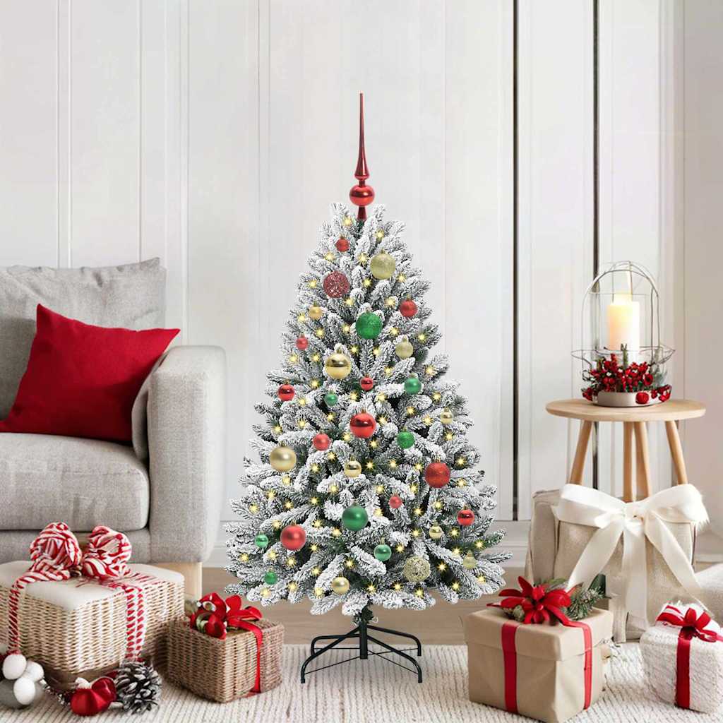 vidaXL Artificial Hinged Christmas Tree Green and White 120 cm - 47851