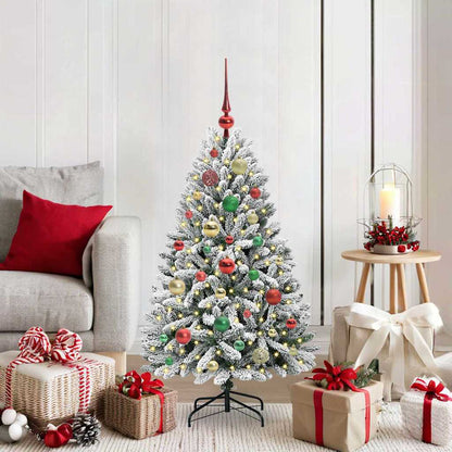 vidaXL Artificial Hinged Christmas Tree Green and White 120 cm - 47851