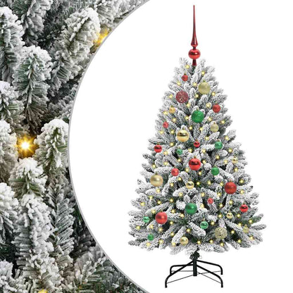 vidaXL Artificial Hinged Christmas Tree Green and White 120 cm - 47851
