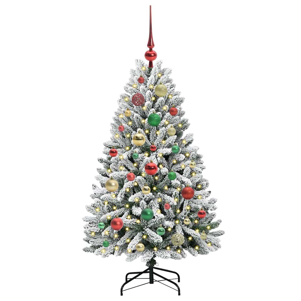 vidaXL Artificial Hinged Christmas Tree Green and White 120 cm - 47851