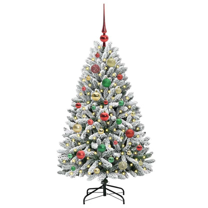 vidaXL Artificial Hinged Christmas Tree Green and White 120 cm - 47851