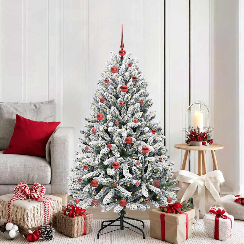 vidaXL Artificial Hinged Christmas Tree Green and White 150 cm