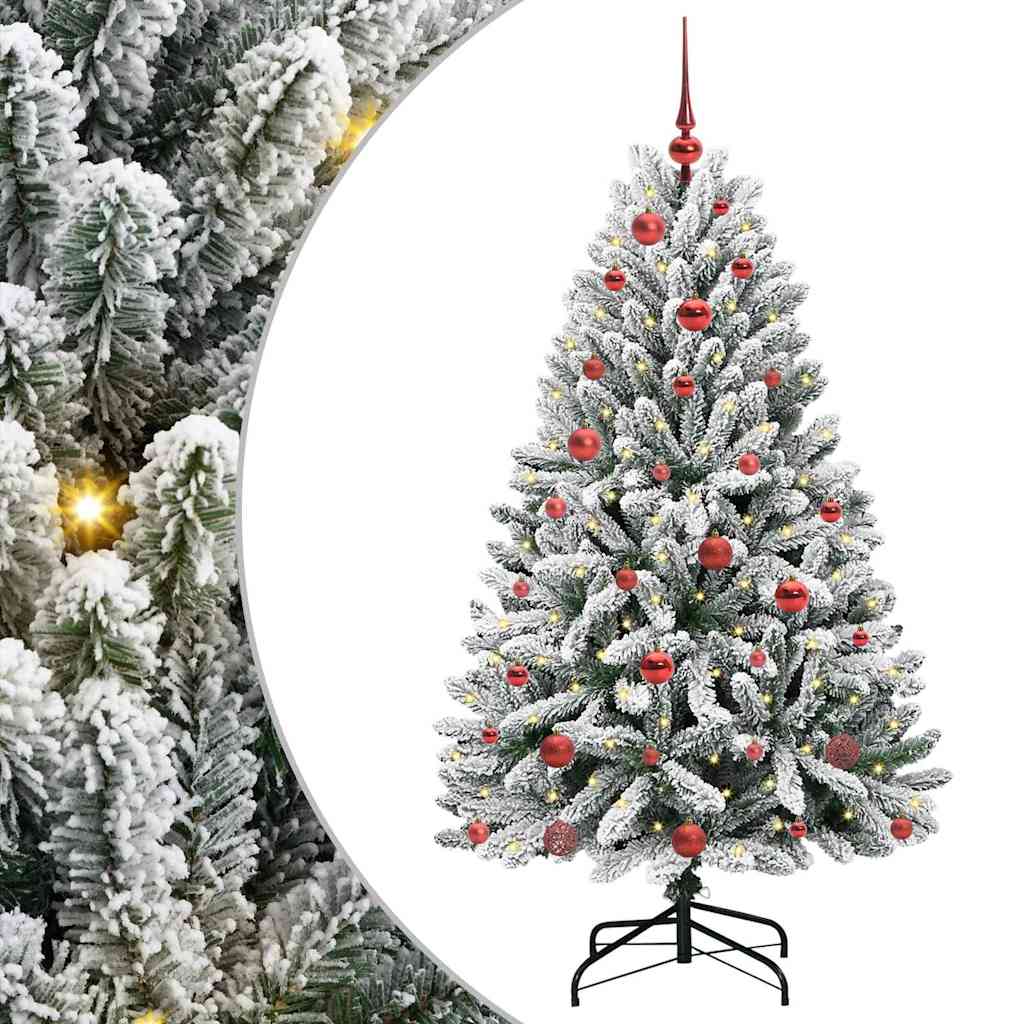 vidaXL Artificial Hinged Christmas Tree Green and White 150 cm