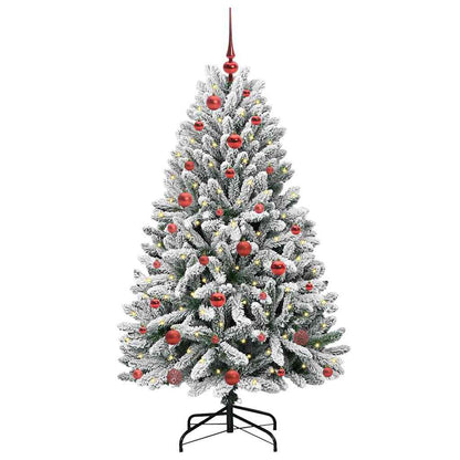 vidaXL Artificial Hinged Christmas Tree Green and White 150 cm