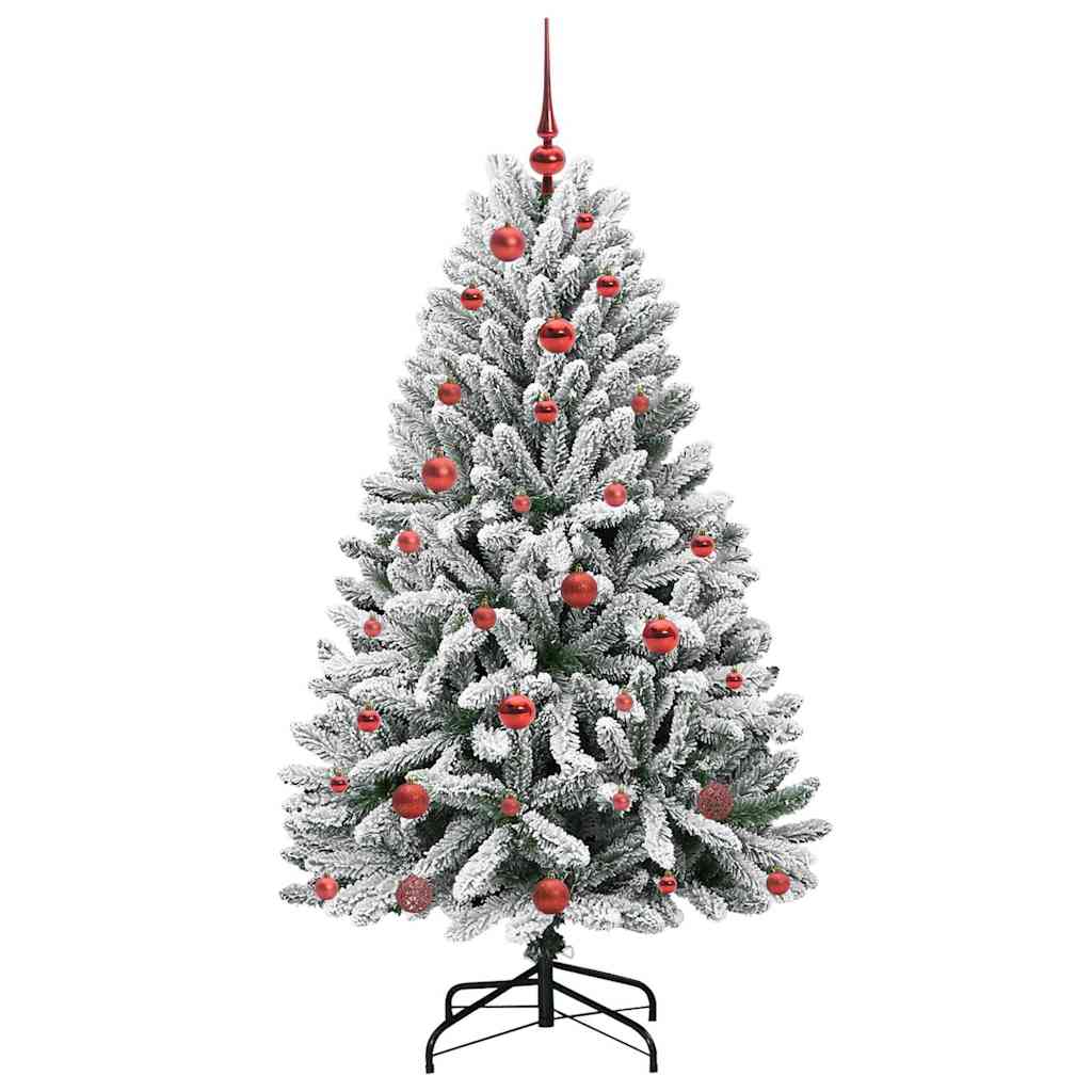 vidaXL Artificial Hinged Christmas Tree Green and White 150 cm