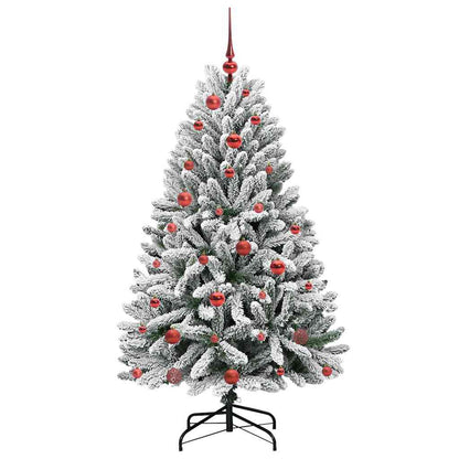vidaXL Artificial Hinged Christmas Tree Green and White 150 cm
