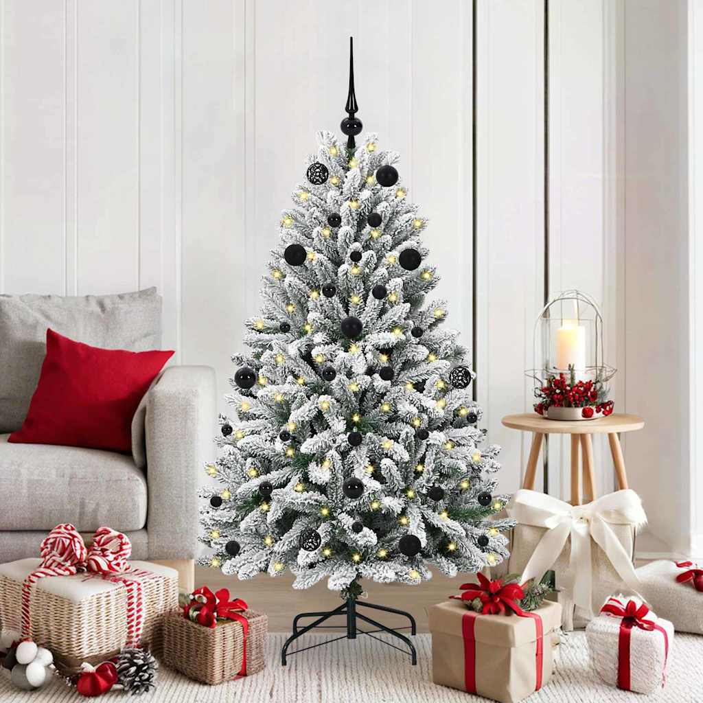 vidaXL Artificial Hinged Christmas Tree Green and White 150 cm - 47862