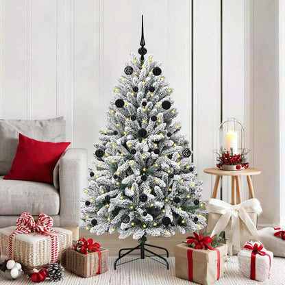 vidaXL Artificial Hinged Christmas Tree Green and White 150 cm - 47862