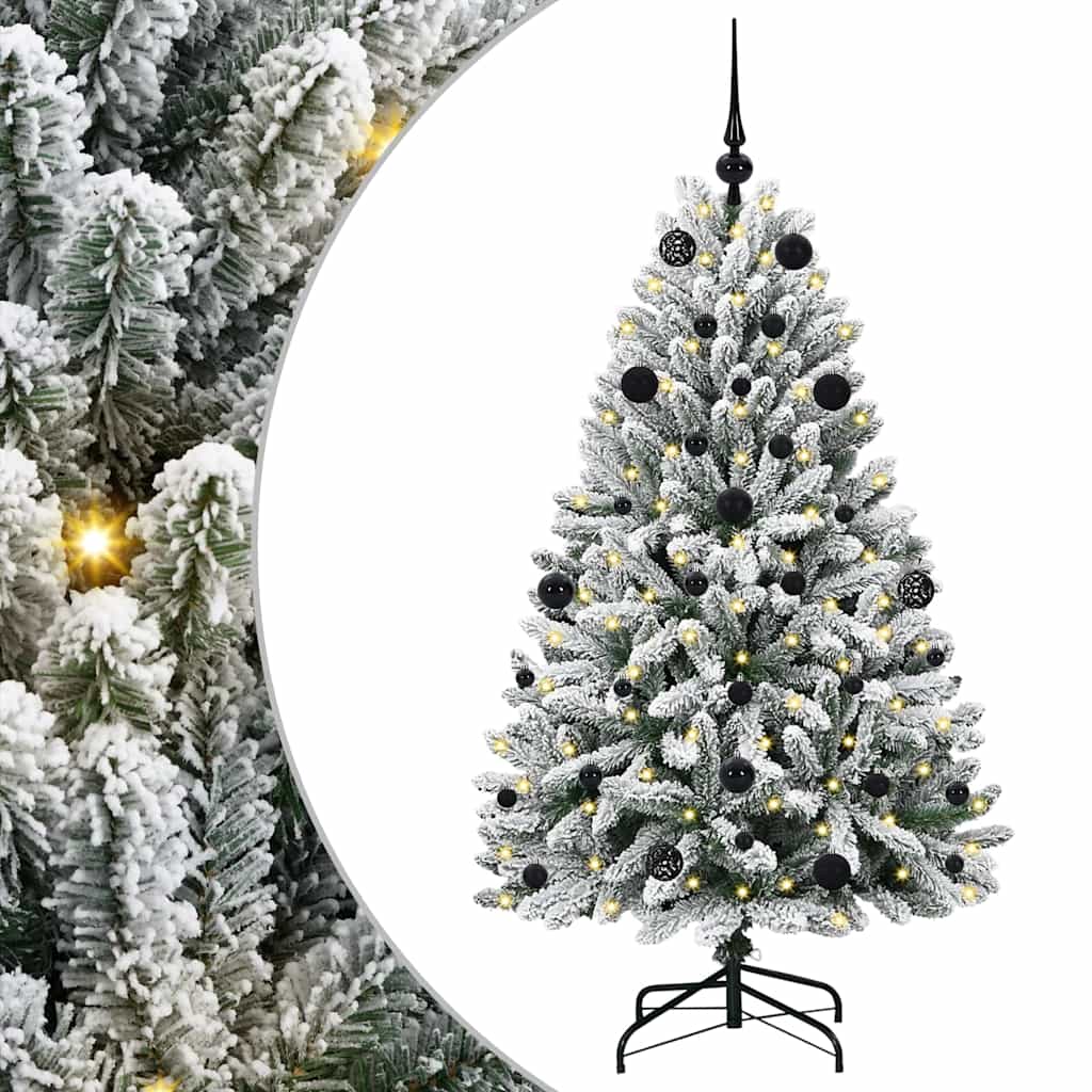 vidaXL Artificial Hinged Christmas Tree Green and White 150 cm - 47862
