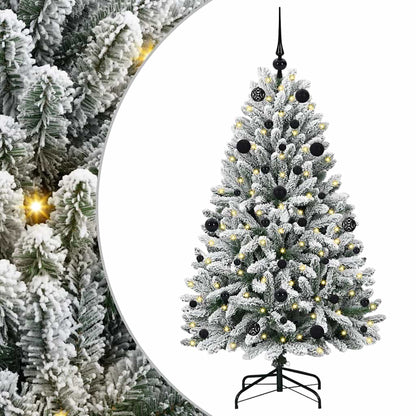 vidaXL Artificial Hinged Christmas Tree Green and White 150 cm - 47862