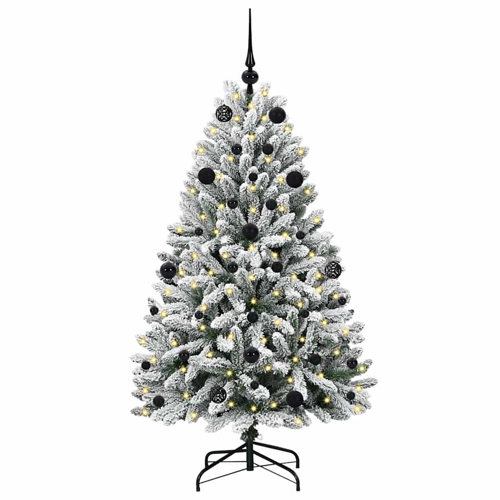 vidaXL Artificial Hinged Christmas Tree Green and White 150 cm - 47862