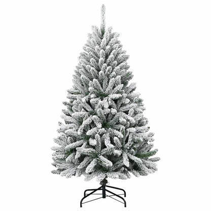 vidaXL Artificial Hinged Christmas Tree Green and White 150 cm - 47862