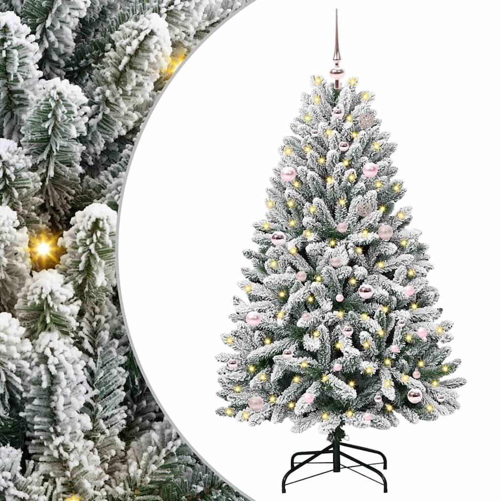 vidaXL Artificial Hinged Christmas Tree Green and White 150 cm - 47863