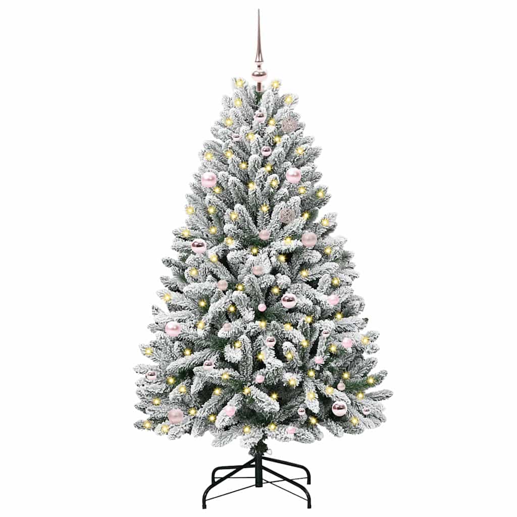 vidaXL Artificial Hinged Christmas Tree Green and White 150 cm - 47863