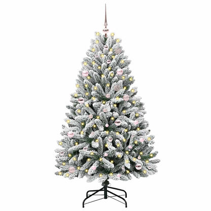 vidaXL Artificial Hinged Christmas Tree Green and White 150 cm - 47863