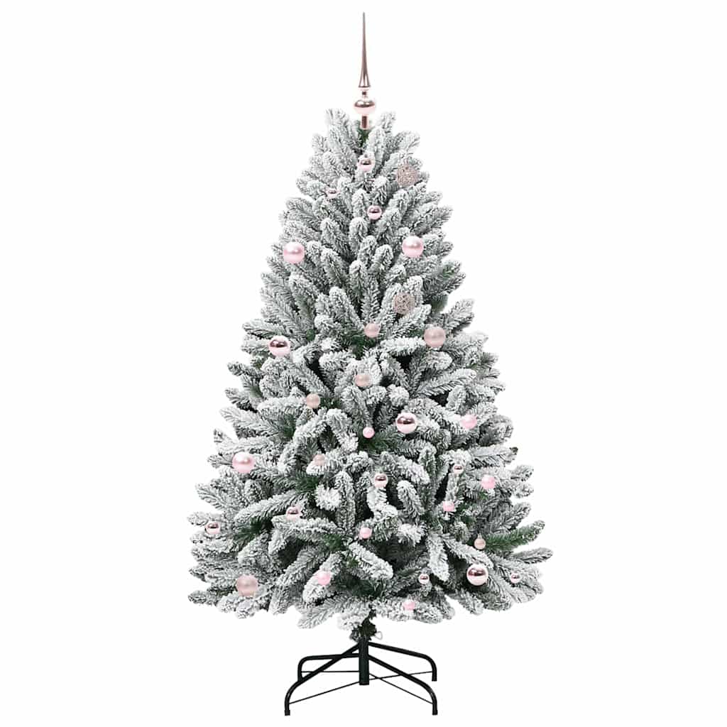 vidaXL Artificial Hinged Christmas Tree Green and White 150 cm - 47863