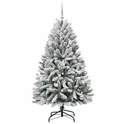vidaXL Artificial Hinged Christmas Tree Green and White 150 cm - 47863