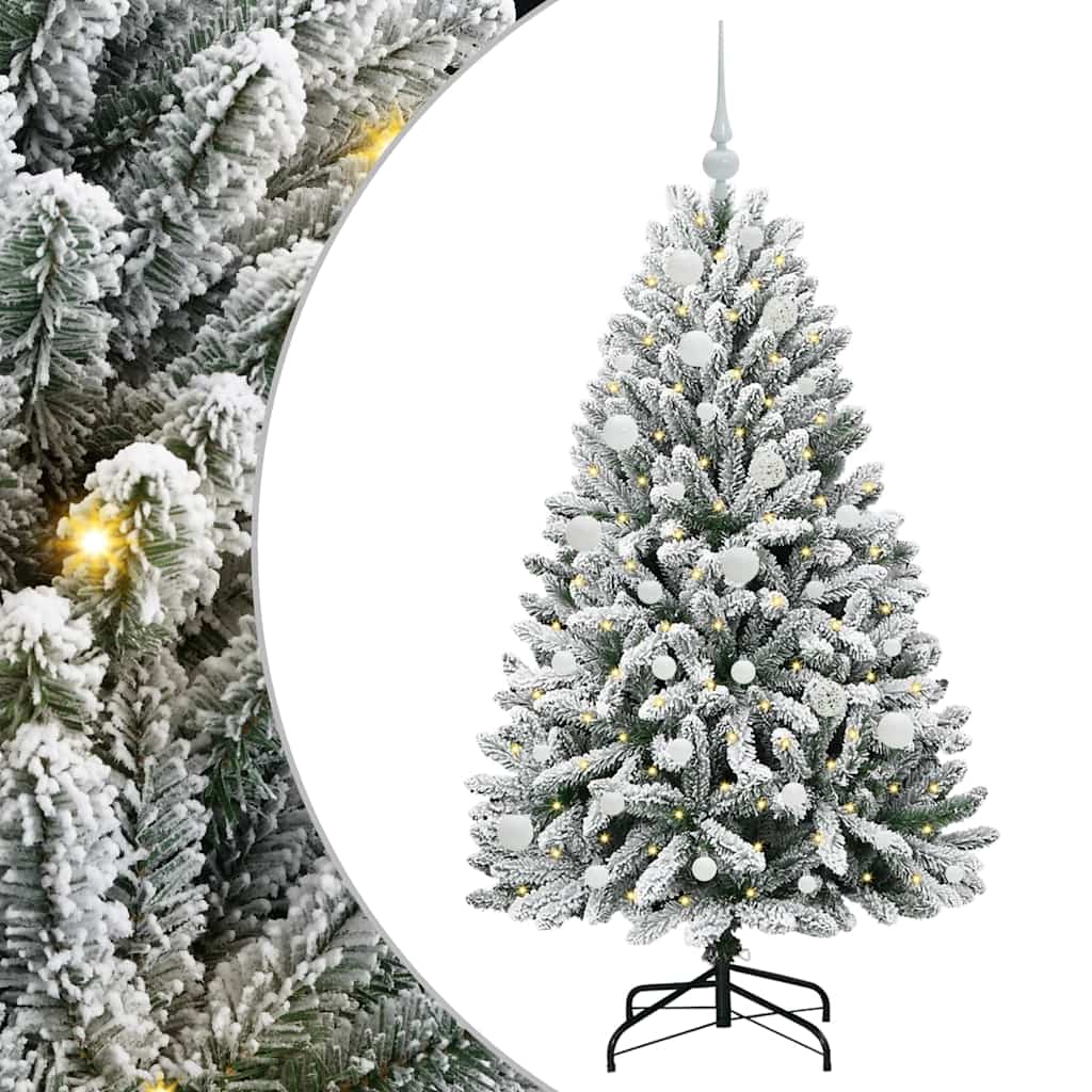 vidaXL Artificial Hinged Christmas Tree Green and White 150 cm - 47867