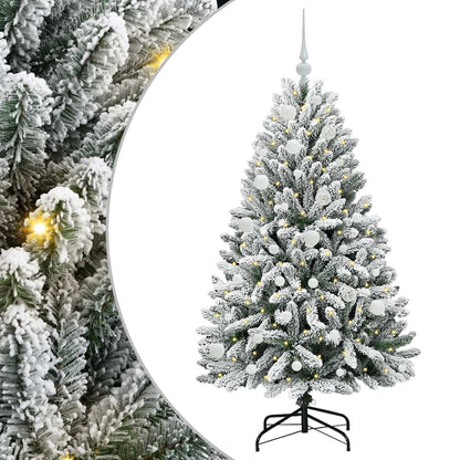 vidaXL Artificial Hinged Christmas Tree Green and White 150 cm - 47867