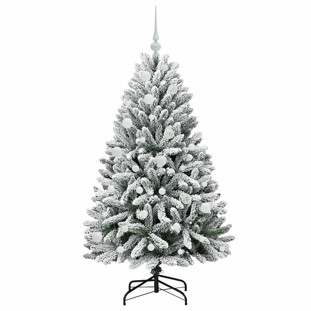 vidaXL Artificial Hinged Christmas Tree Green and White 150 cm - 47867