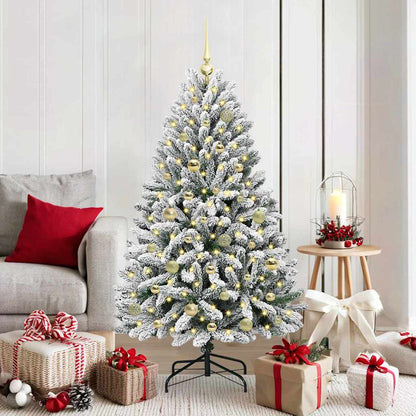 vidaXL Artificial Hinged Christmas Tree Green and White 150 cm - 47870