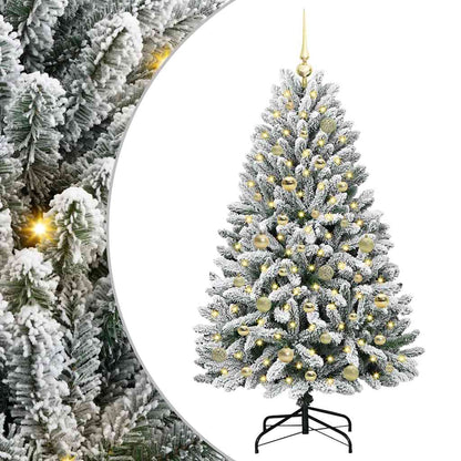 vidaXL Artificial Hinged Christmas Tree Green and White 150 cm - 47870