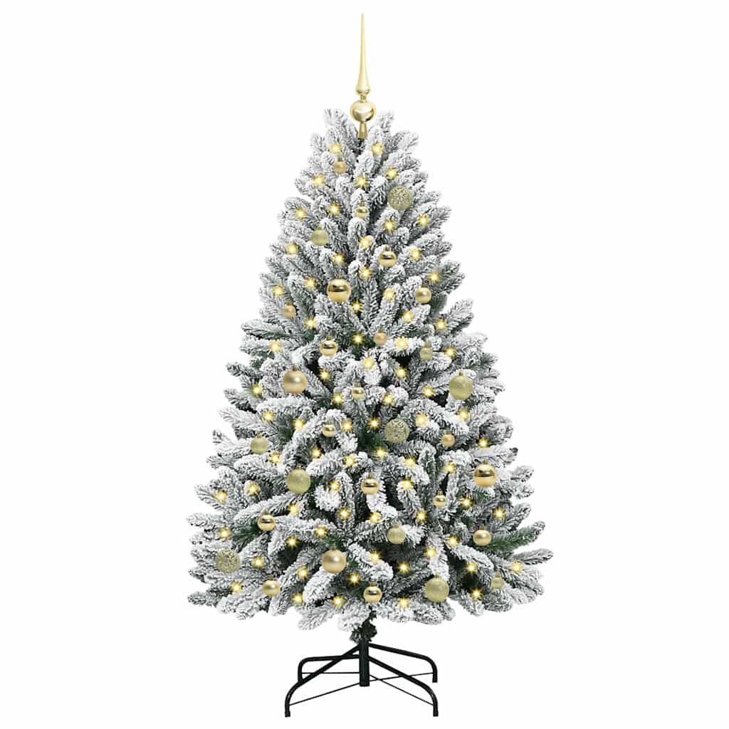vidaXL Artificial Hinged Christmas Tree Green and White 150 cm - 47870