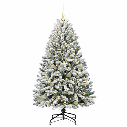 vidaXL Artificial Hinged Christmas Tree Green and White 150 cm - 47870
