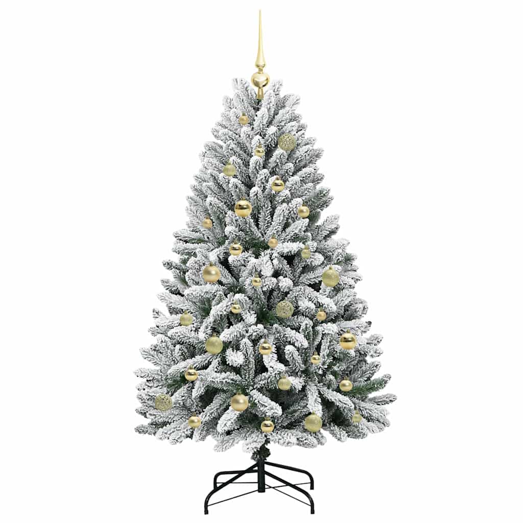 vidaXL Artificial Hinged Christmas Tree Green and White 150 cm - 47870