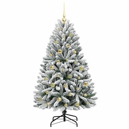 vidaXL Artificial Hinged Christmas Tree Green and White 150 cm - 47870