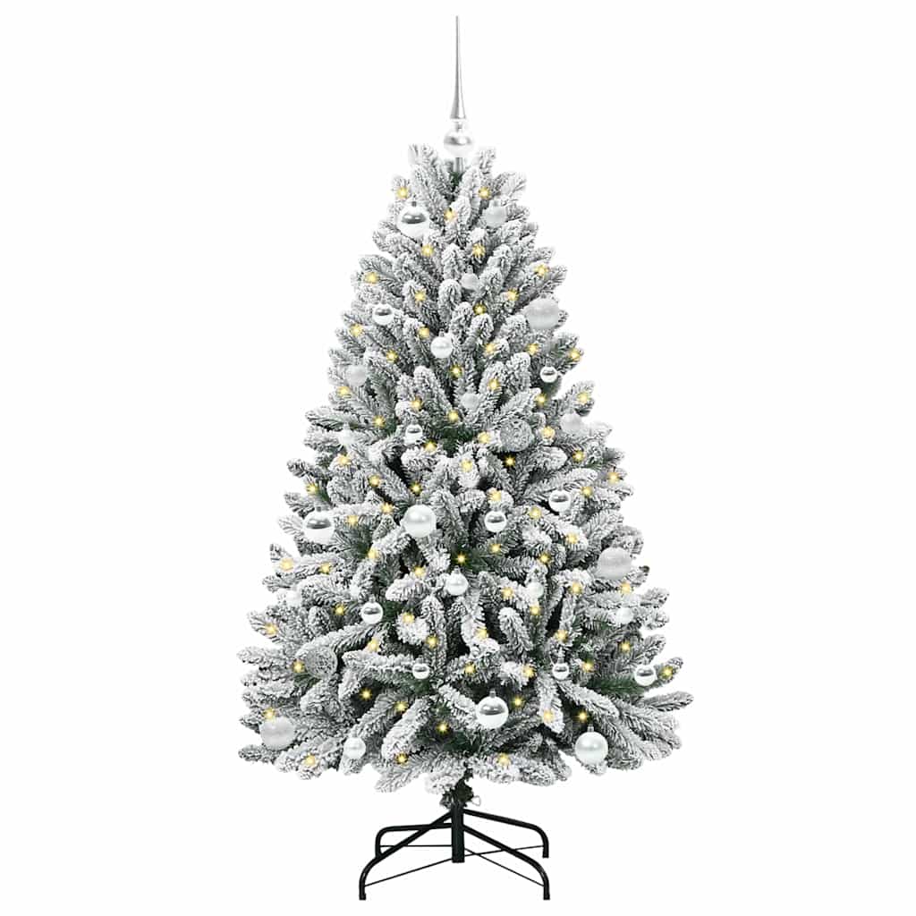 vidaXL Artificial Hinged Christmas Tree Green and White 150 cm - 47874