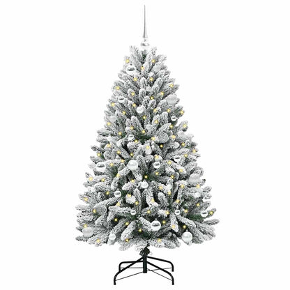 vidaXL Artificial Hinged Christmas Tree Green and White 150 cm - 47874