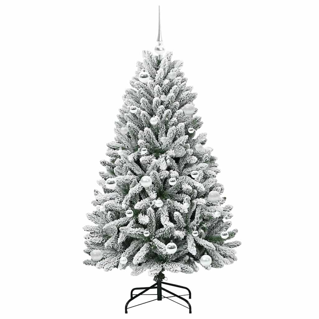 vidaXL Artificial Hinged Christmas Tree Green and White 150 cm - 47874