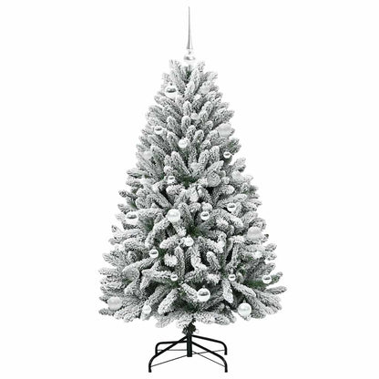 vidaXL Artificial Hinged Christmas Tree Green and White 150 cm - 47874