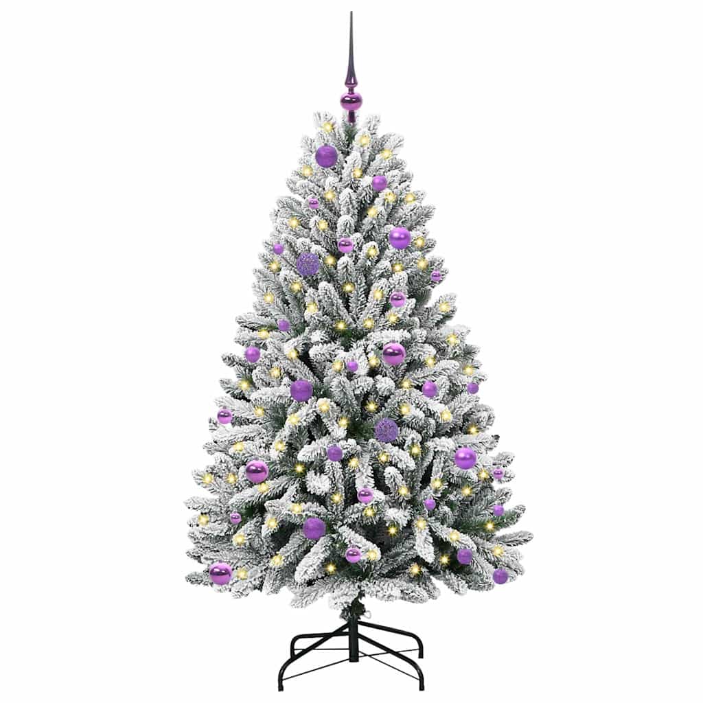 vidaXL Artificial Hinged Christmas Tree Green and White 150 cm - 47876