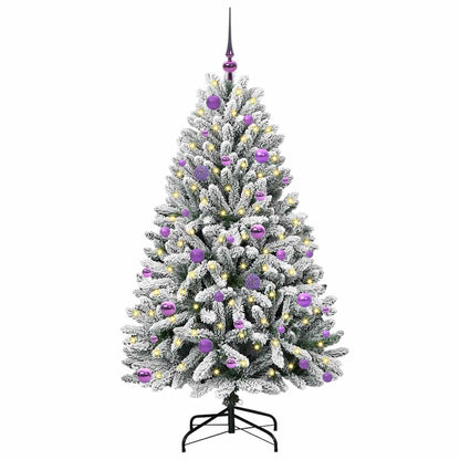 vidaXL Artificial Hinged Christmas Tree Green and White 150 cm - 47876