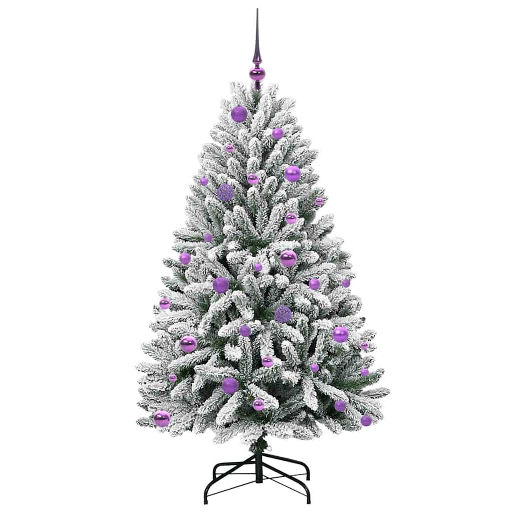 vidaXL Artificial Hinged Christmas Tree Green and White 150 cm - 47876