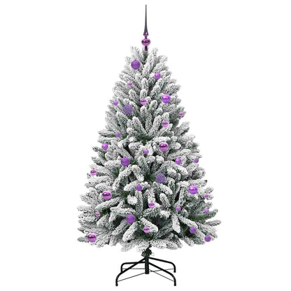 vidaXL Artificial Hinged Christmas Tree Green and White 150 cm - 47876