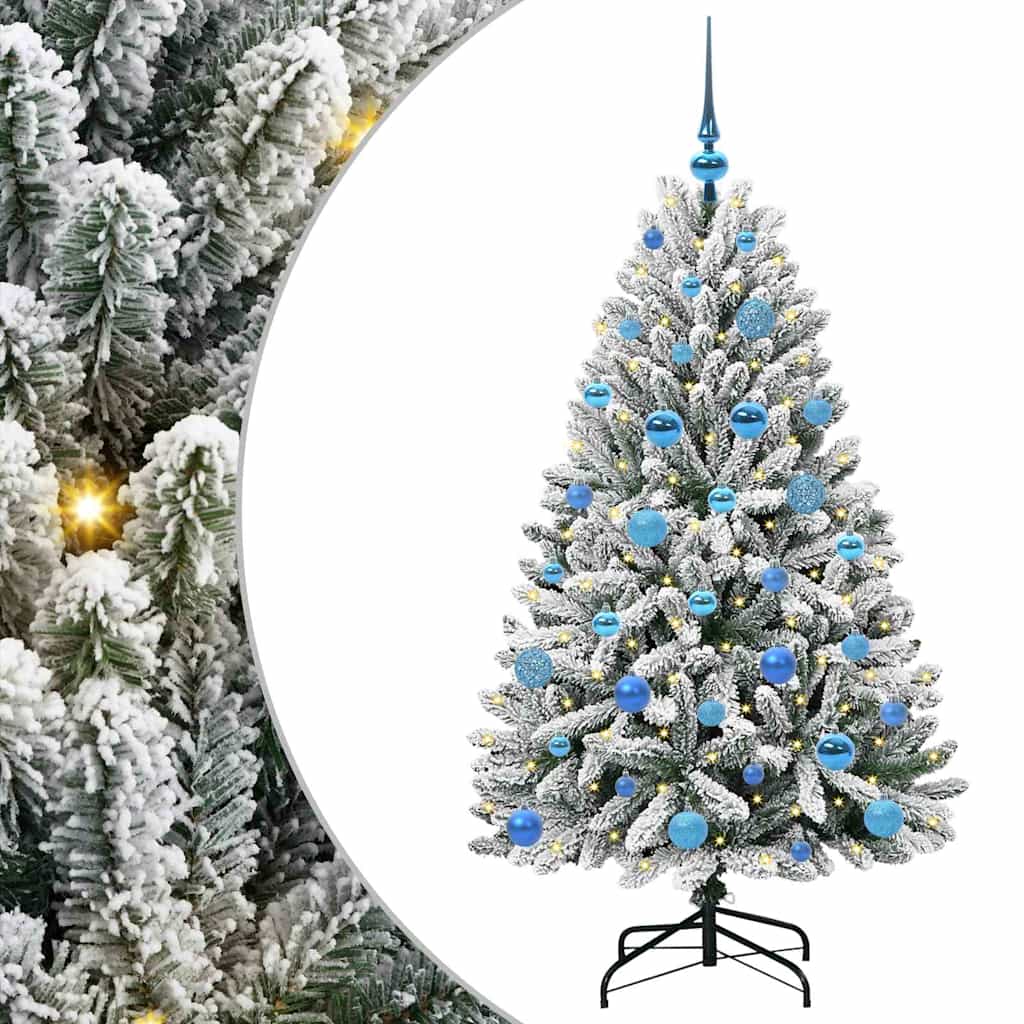 vidaXL Artificial Hinged Christmas Tree Green and White 150 cm - 47881