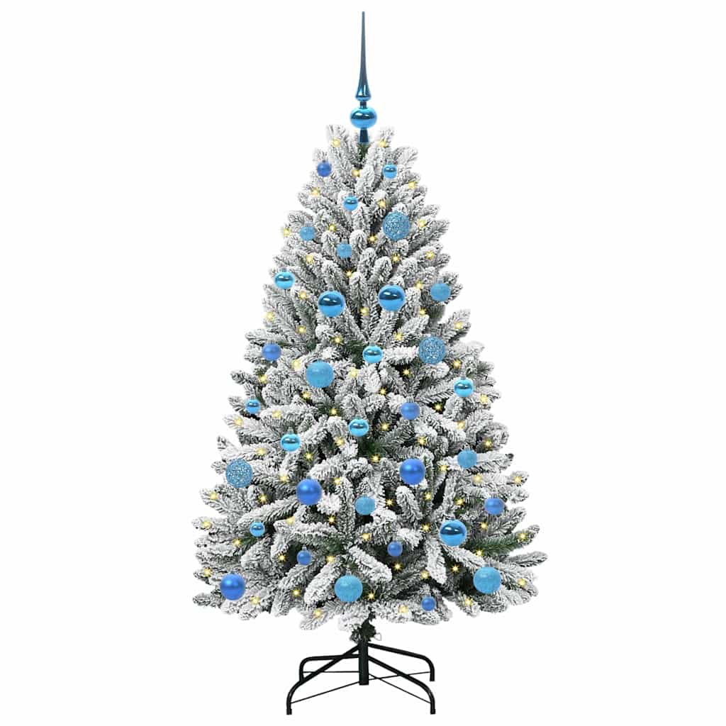 vidaXL Artificial Hinged Christmas Tree Green and White 150 cm - 47881