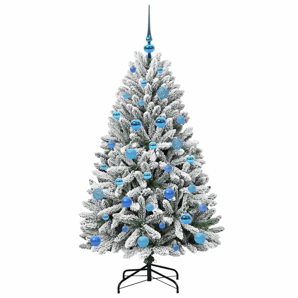 vidaXL Artificial Hinged Christmas Tree Green and White 150 cm - 47881