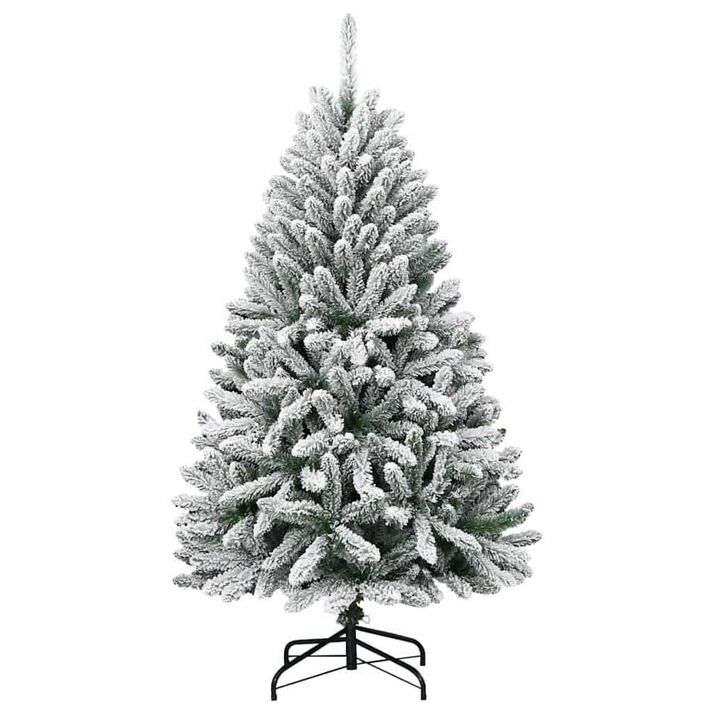 vidaXL Artificial Hinged Christmas Tree Green and White 150 cm - 47881