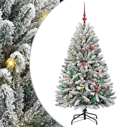vidaXL Artificial Hinged Christmas Tree Green and White 150 cm - 47892
