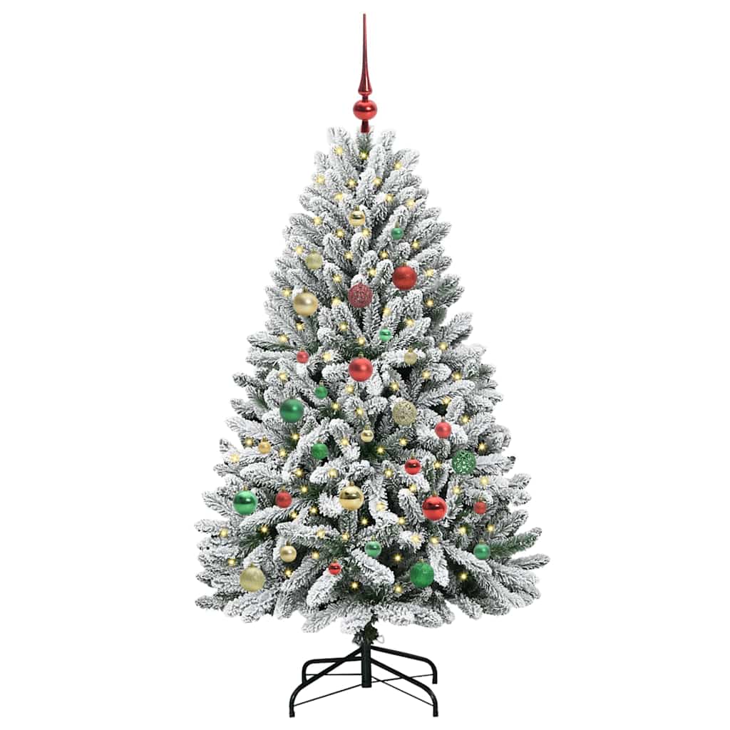 vidaXL Artificial Hinged Christmas Tree Green and White 150 cm - 47892