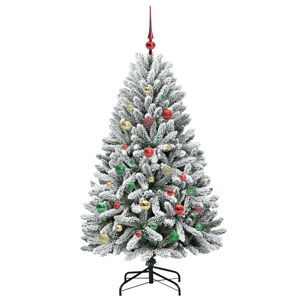 vidaXL Artificial Hinged Christmas Tree Green and White 150 cm - 47892